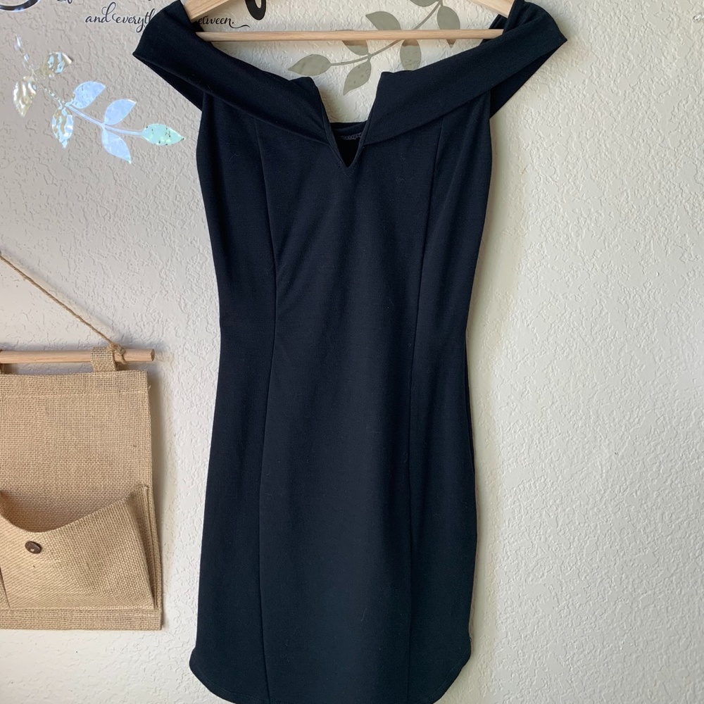 V-cut off-the-shoulder dress